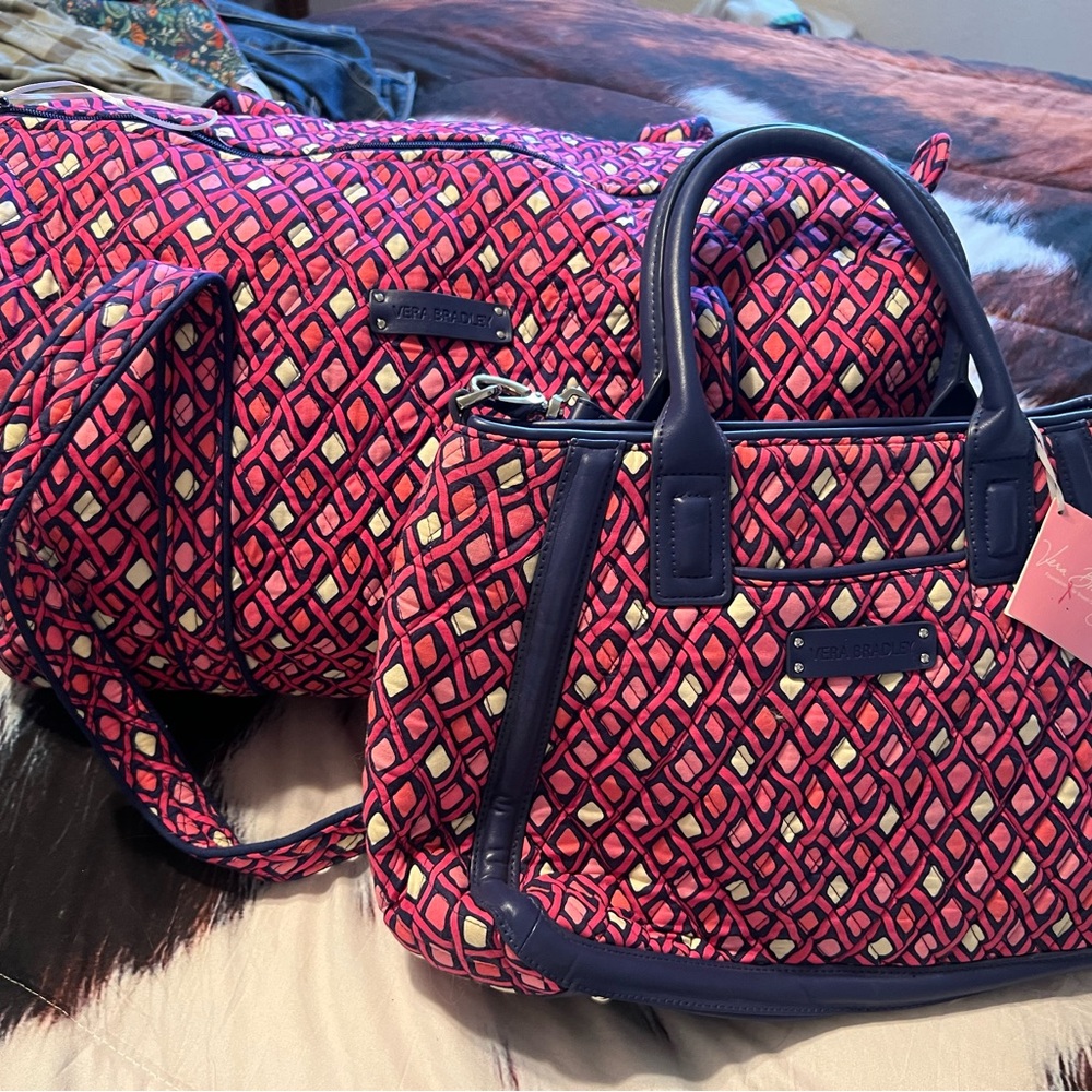 Vera Bradley Pink and Purple Women's Bag Set